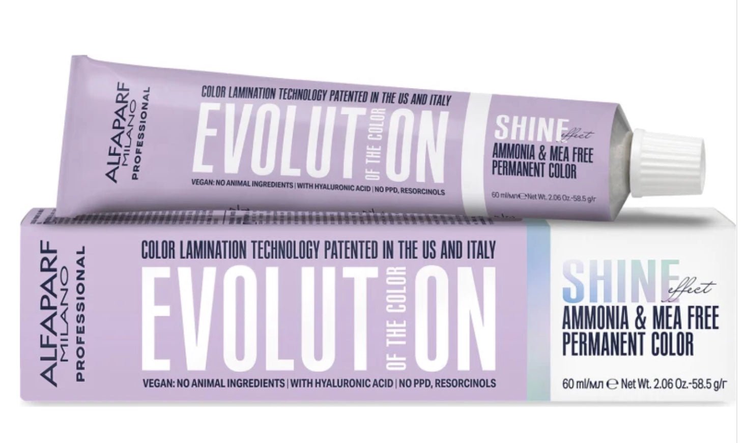 Alfaparf Evolution of the Color Shine Effect, Shade 7, 60 ml professional hair color tube.
