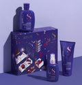 Alfaparf Milano Semi Di Lino Blonde and Silver hair care gift set featuring shampoo, conditioner, and toner spray.