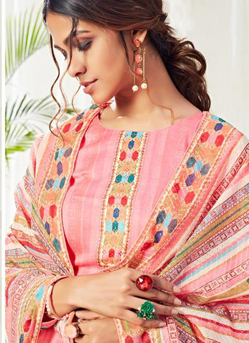 Vegaa Fashion Peach Cotton Digital Printed Swarwoski Work Salwar Suit