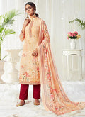 Cream Cotton Digital Printed Salwar Suit with Swarovski Work