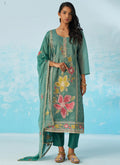 Turquoise Organza Embroidered Party Wear Suit Set for Women