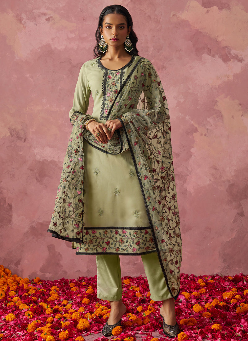 Beige Georgette Embroidered Salwar Suit for Weddings