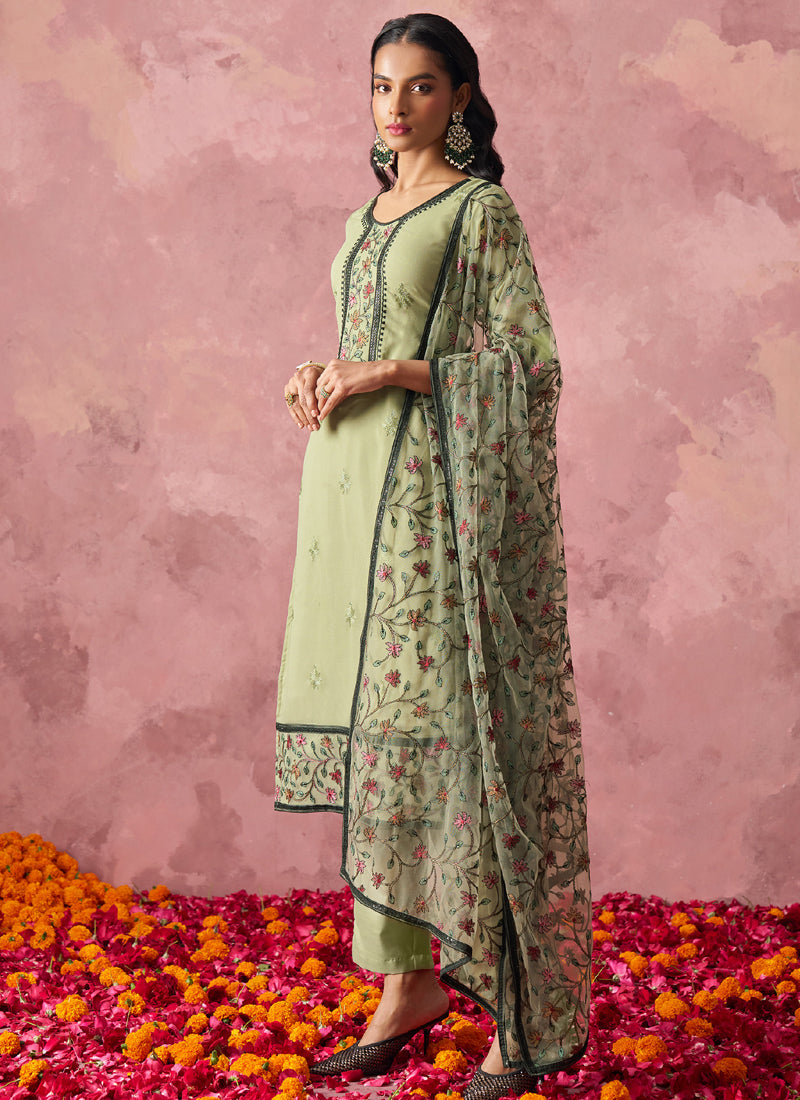 Beige Georgette Embroidered Salwar Suit for Weddings