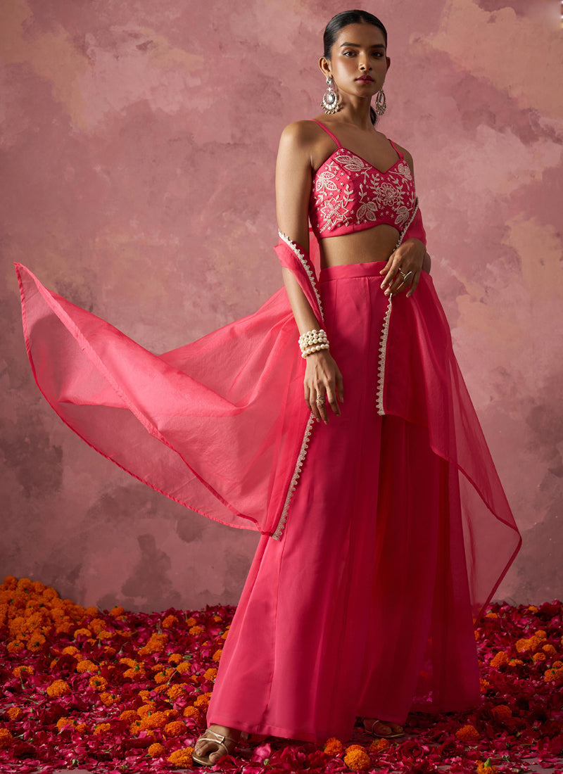 Vegaa Fashion Pink Georgette Handwork Western Wear Suit