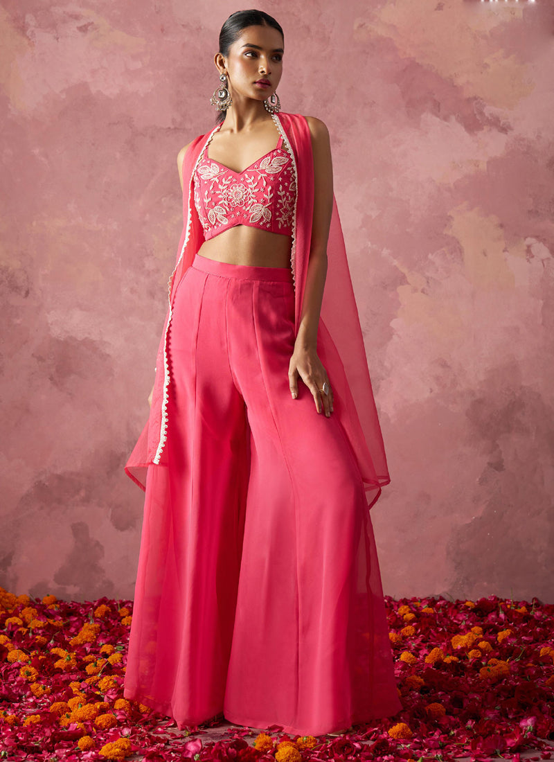 Vegaa Fashion Pink Georgette Handwork Western Wear Suit