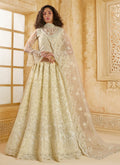 Off-white net wedding lehenga with beautiful thread embroidery