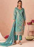 Vegaa Fashion Sky Blue Silk Zari Fancy Embroidered Designer Suit For Wedding
