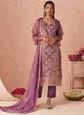 Lavender silk wedding suit with intricate zari and gota patti embroidery