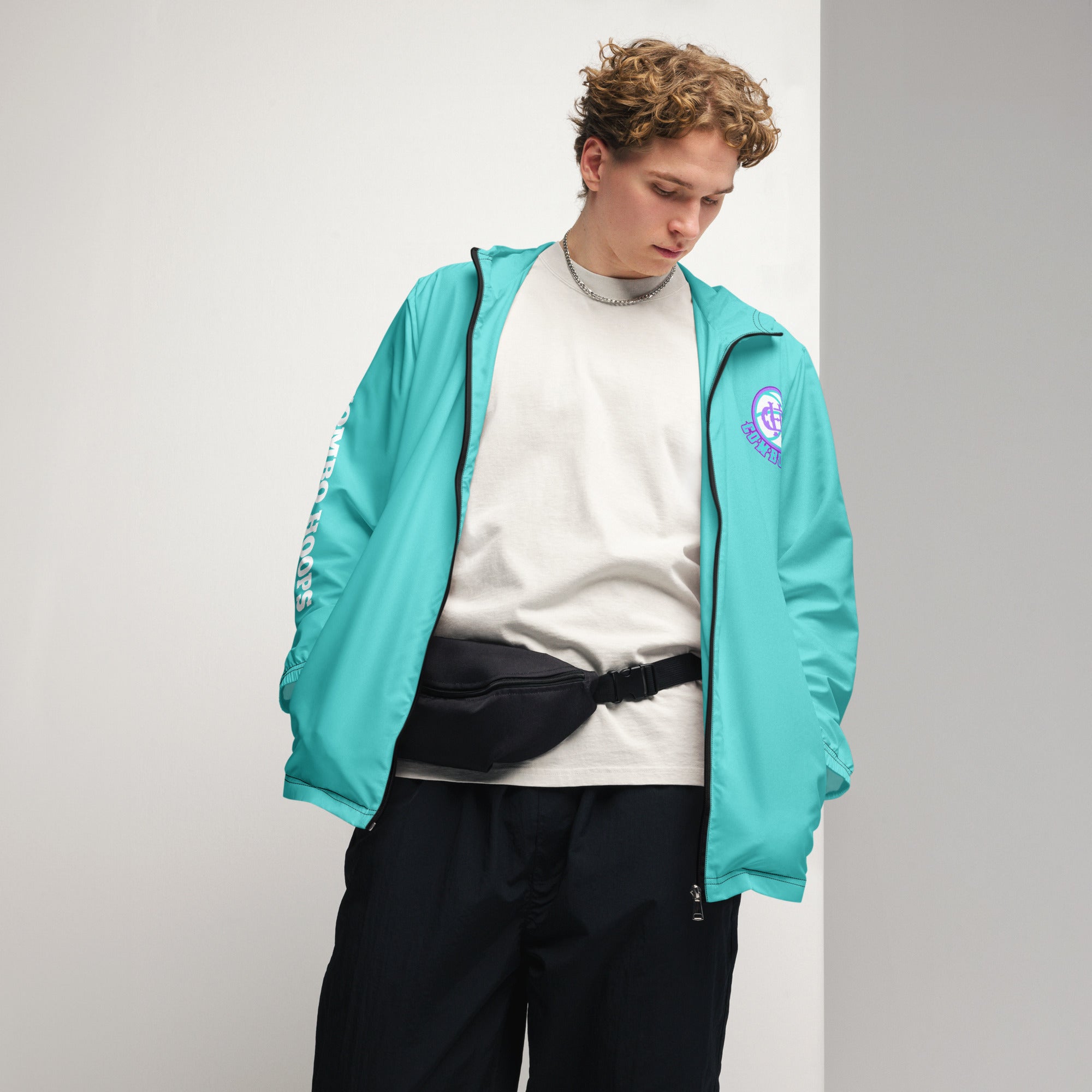 Teal Lightweight Men’s Windbreaker with Breathable Mesh Lining - Image 4