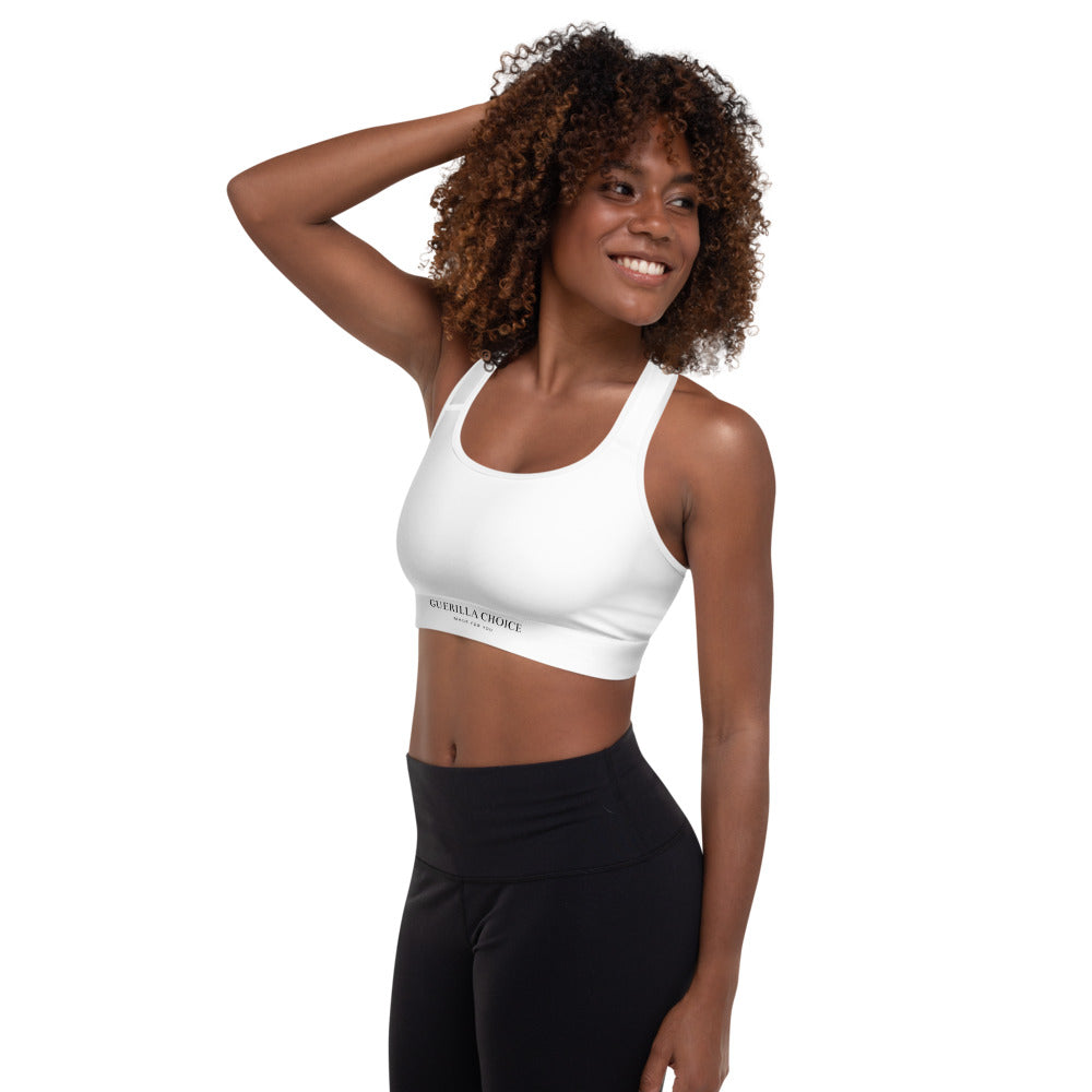 White Padded Sports Bra with Racerback and Moisture-Wicking Fabric - Image 2