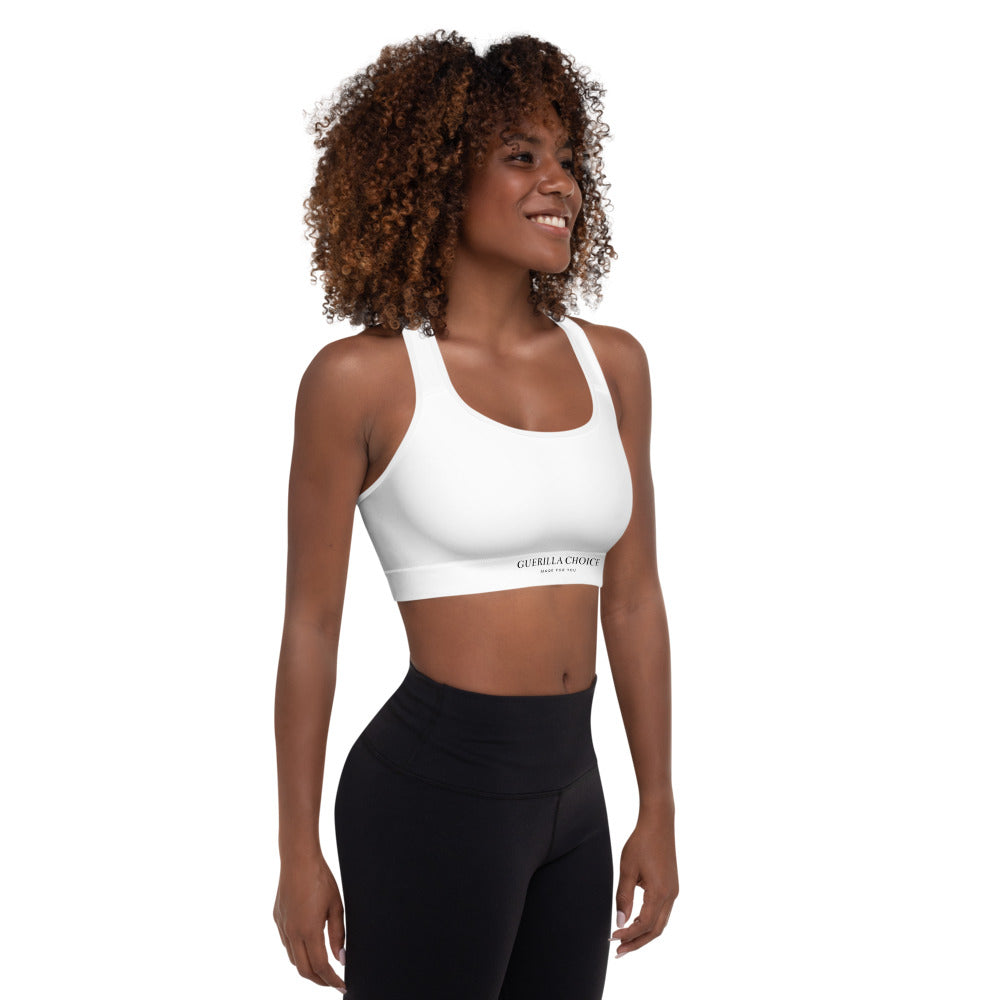 White Padded Sports Bra with Racerback and Moisture-Wicking Fabric - Image 3
