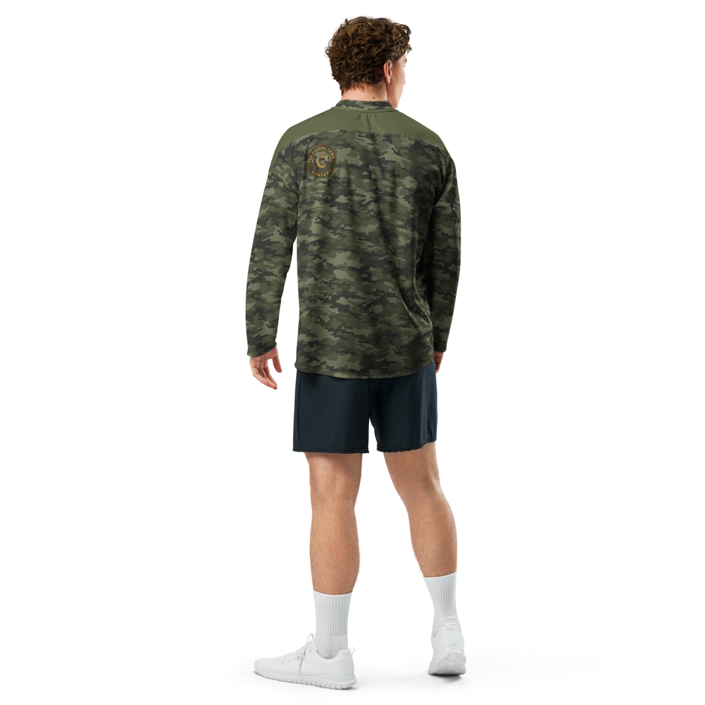 Woodland Camo Hockey Style Jersey Long Sleeve Athletic Shirt - Image 3