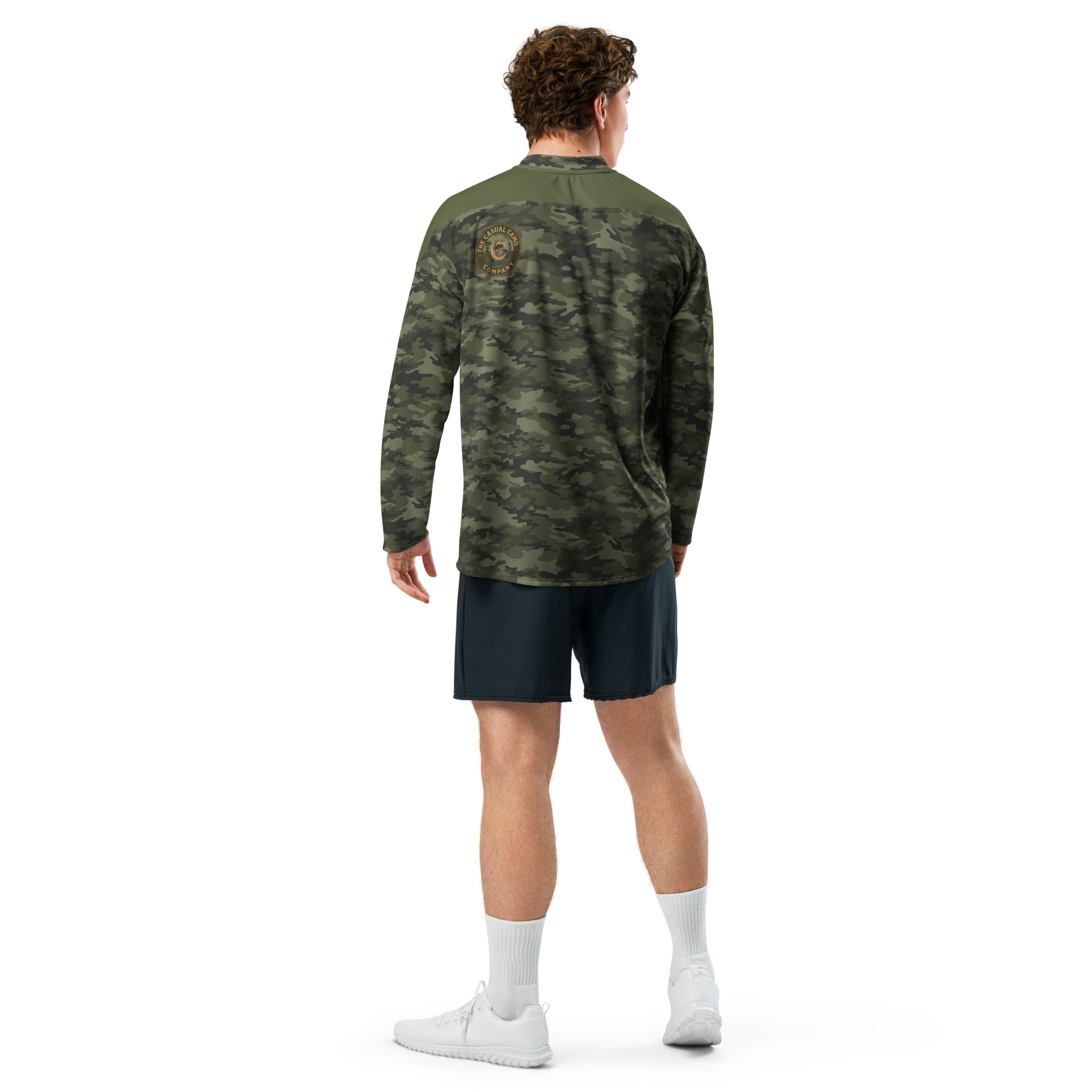 Woodland Camo Hockey Style Jersey Long Sleeve Athletic Shirt - Image 3