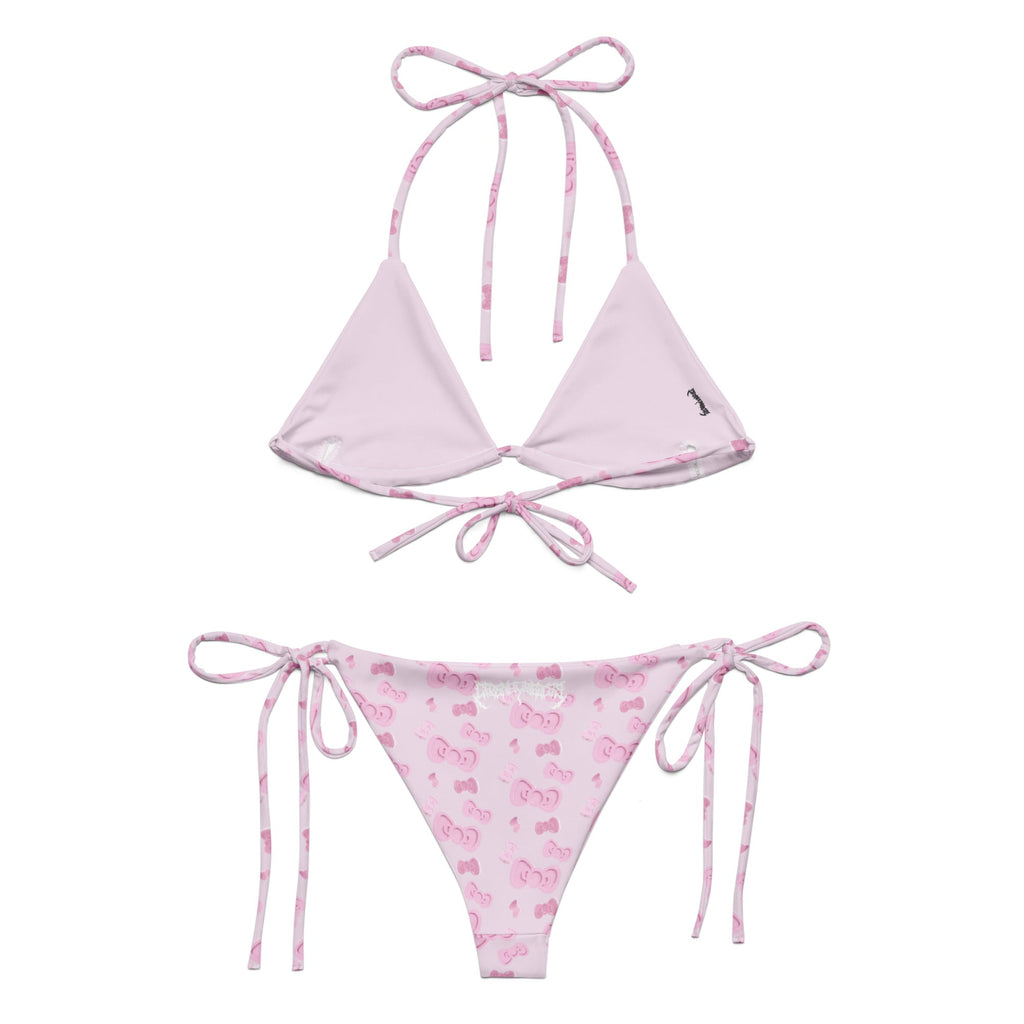 Hello Meow Bikini - Pink & White Y2K Kawaii Animal Print Swimwear