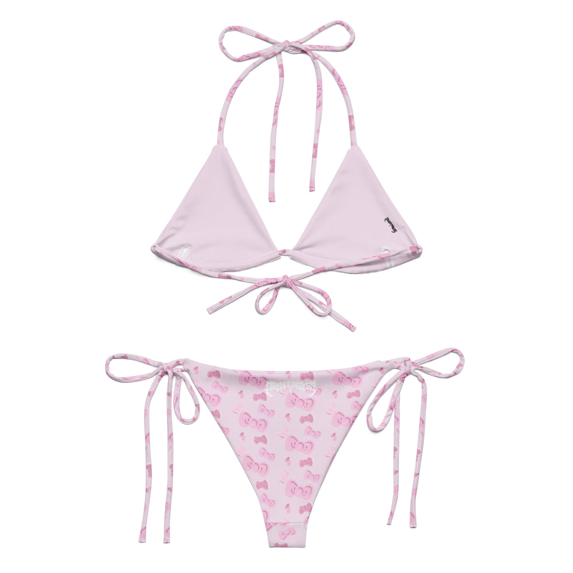 Hello Meow Bikini - Pink & White Y2K Kawaii Animal Print Swimwear