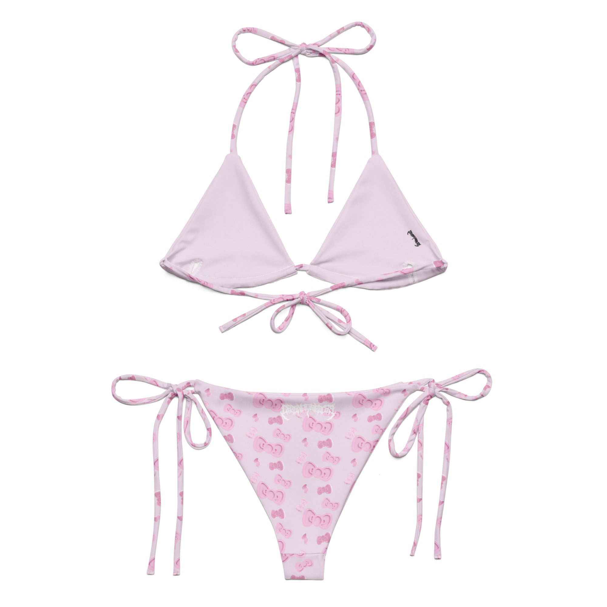 Hello Meow Bikini - Pink & White Y2K Kawaii Animal Print Swimwear