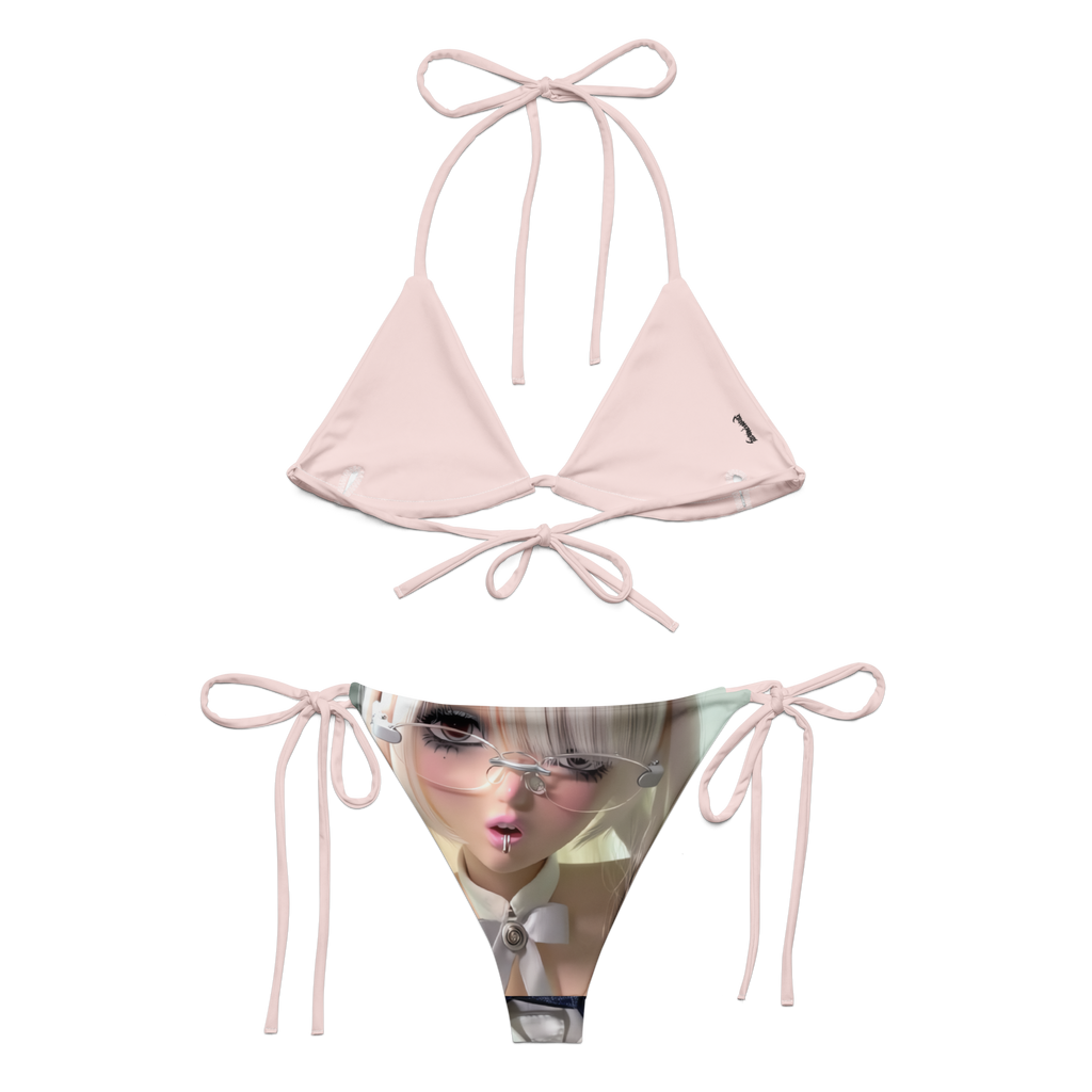 Kitty.exe Bikini Set Pink Multi Anime Graphic Print Swimwear
