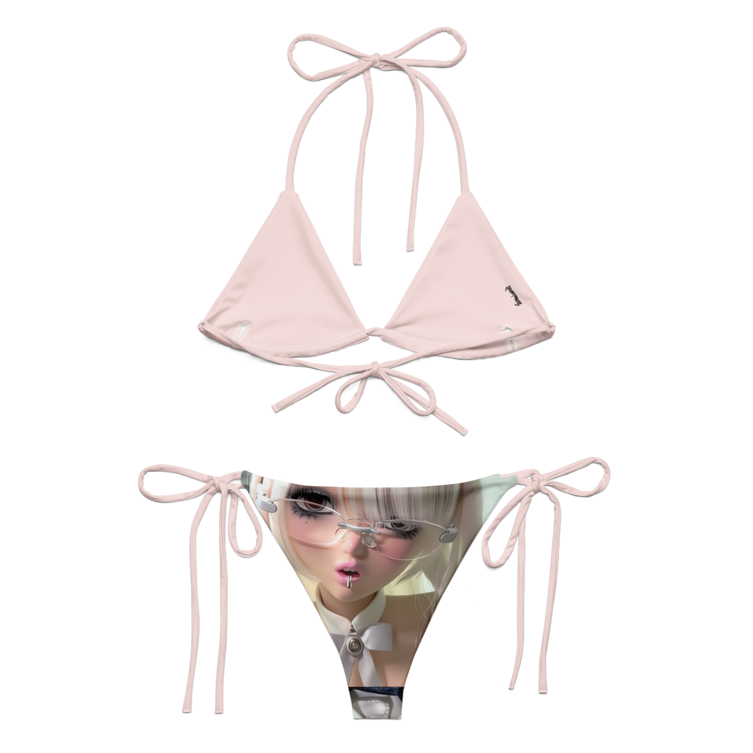 Kitty.exe Bikini Set Pink Multi Anime Graphic Print Swimwear