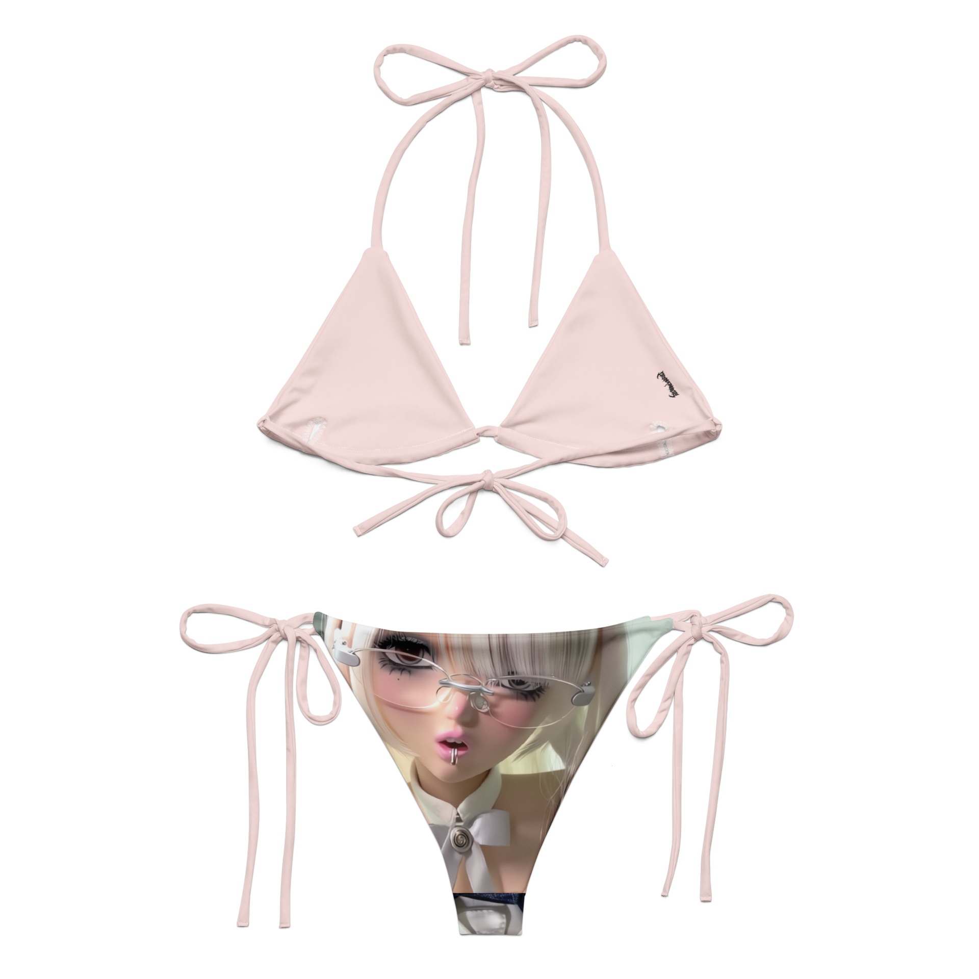 Kitty.exe Bikini Set Pink Multi Anime Graphic Print Swimwear