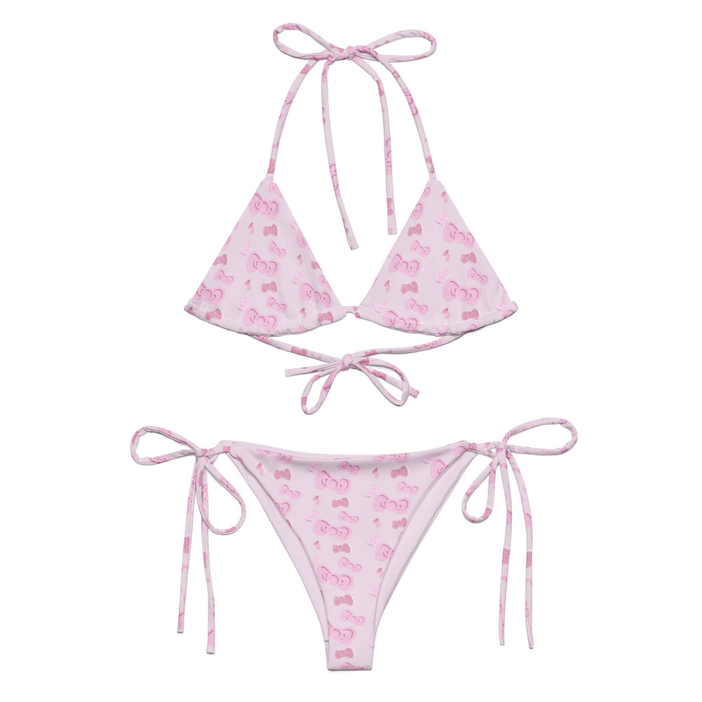 Hello Meow Bikini - Pink & White Y2K Kawaii Animal Print Swimwear