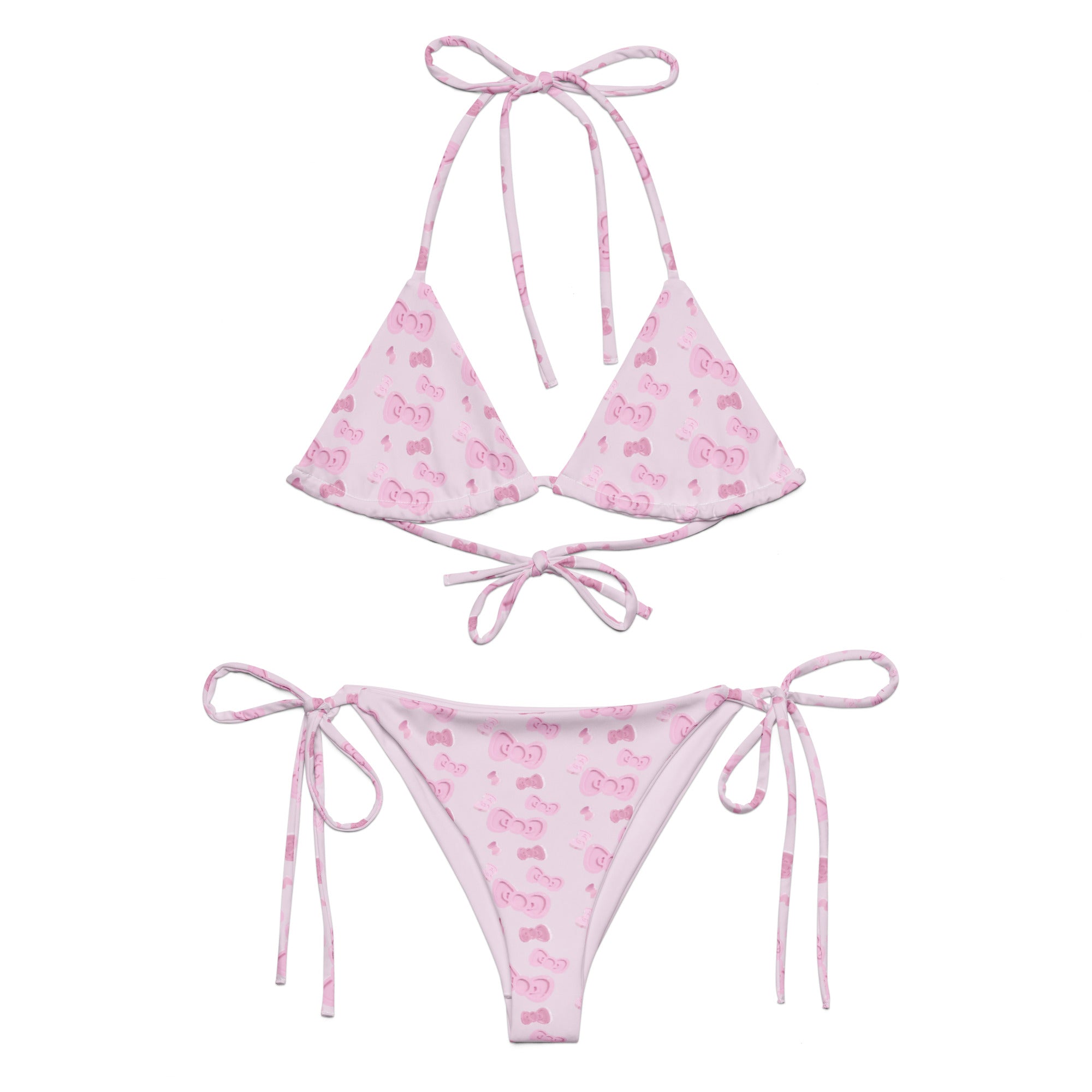 Hello Meow Bikini - Pink & White Y2K Kawaii Animal Print Swimwear