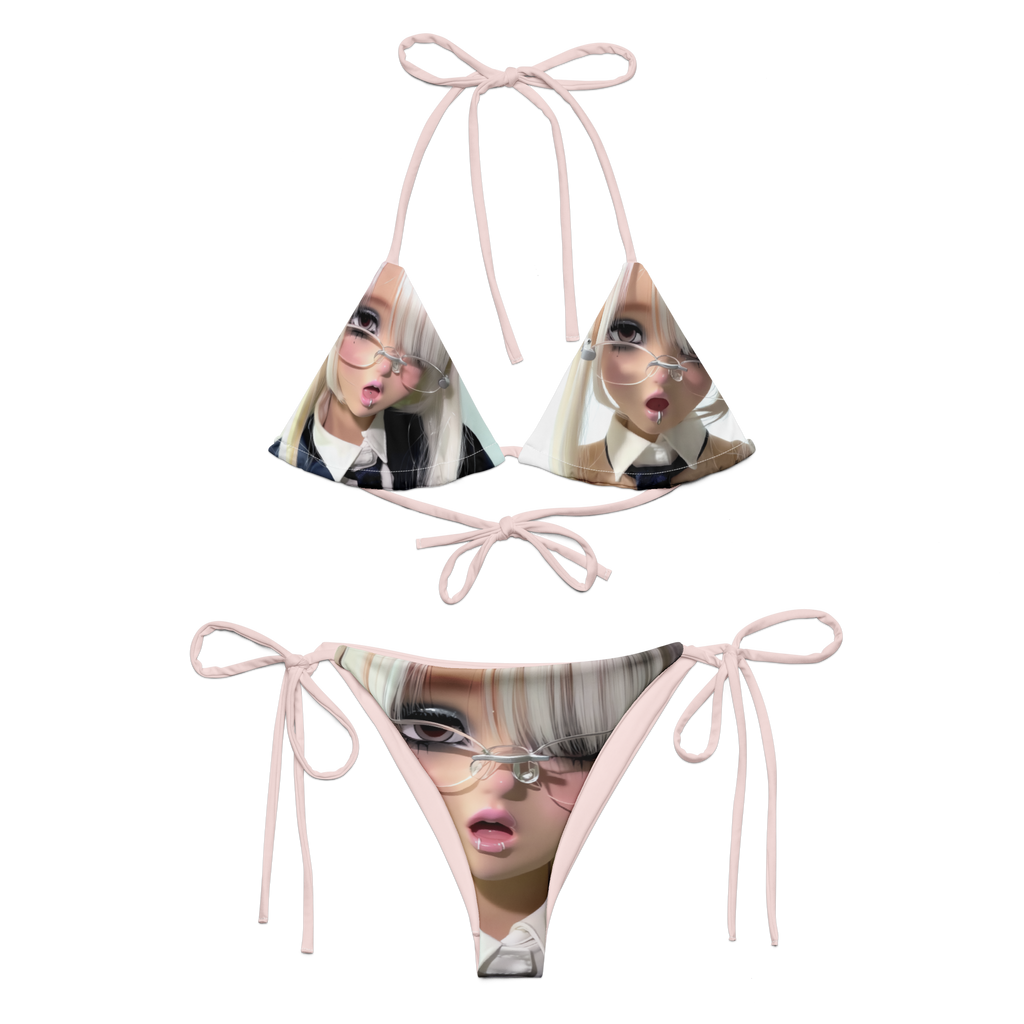 Kitty.exe Bikini Set Pink Multi Anime Graphic Print Swimwear