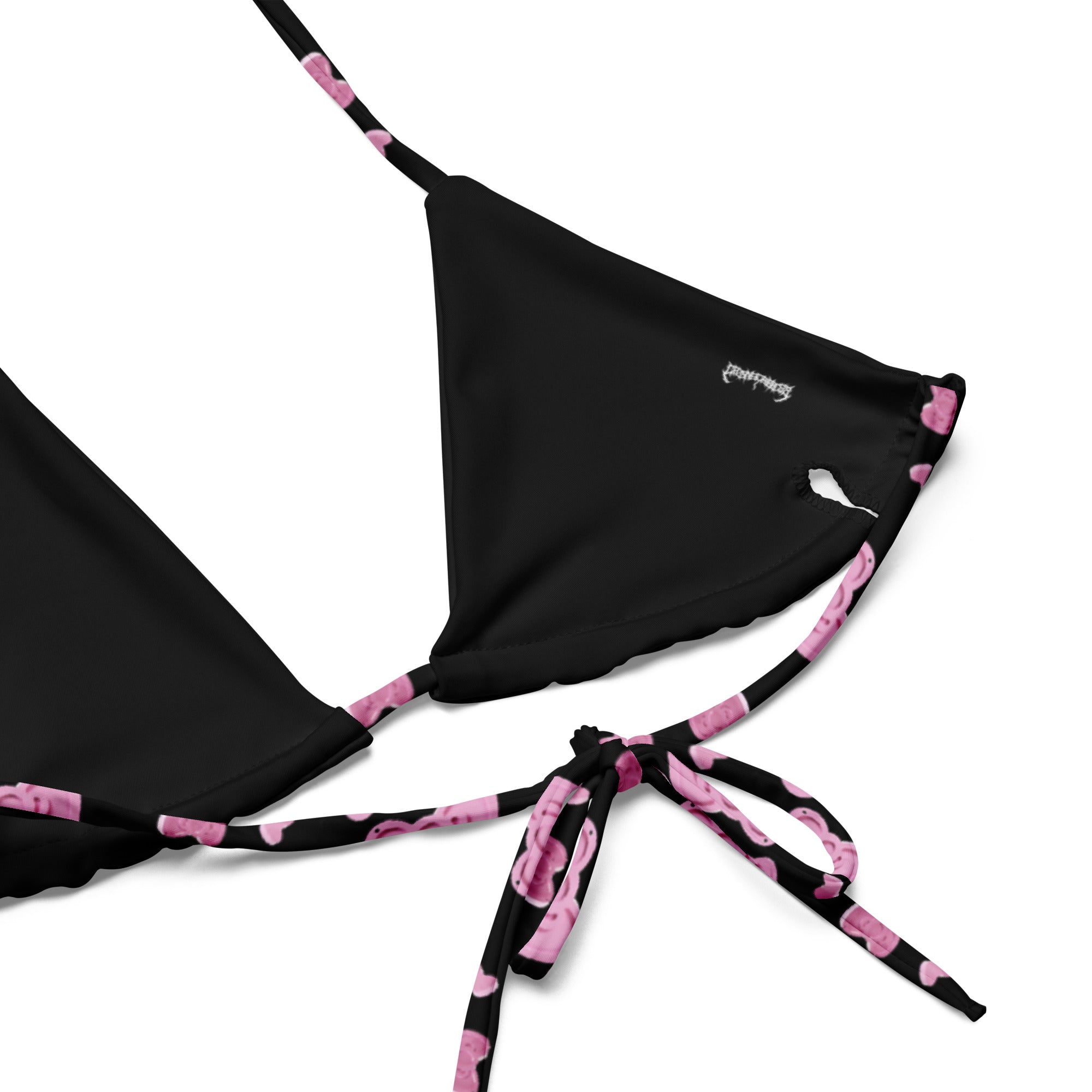 Pink Bow Print String Bikini with UPF 50+ Sun Protection