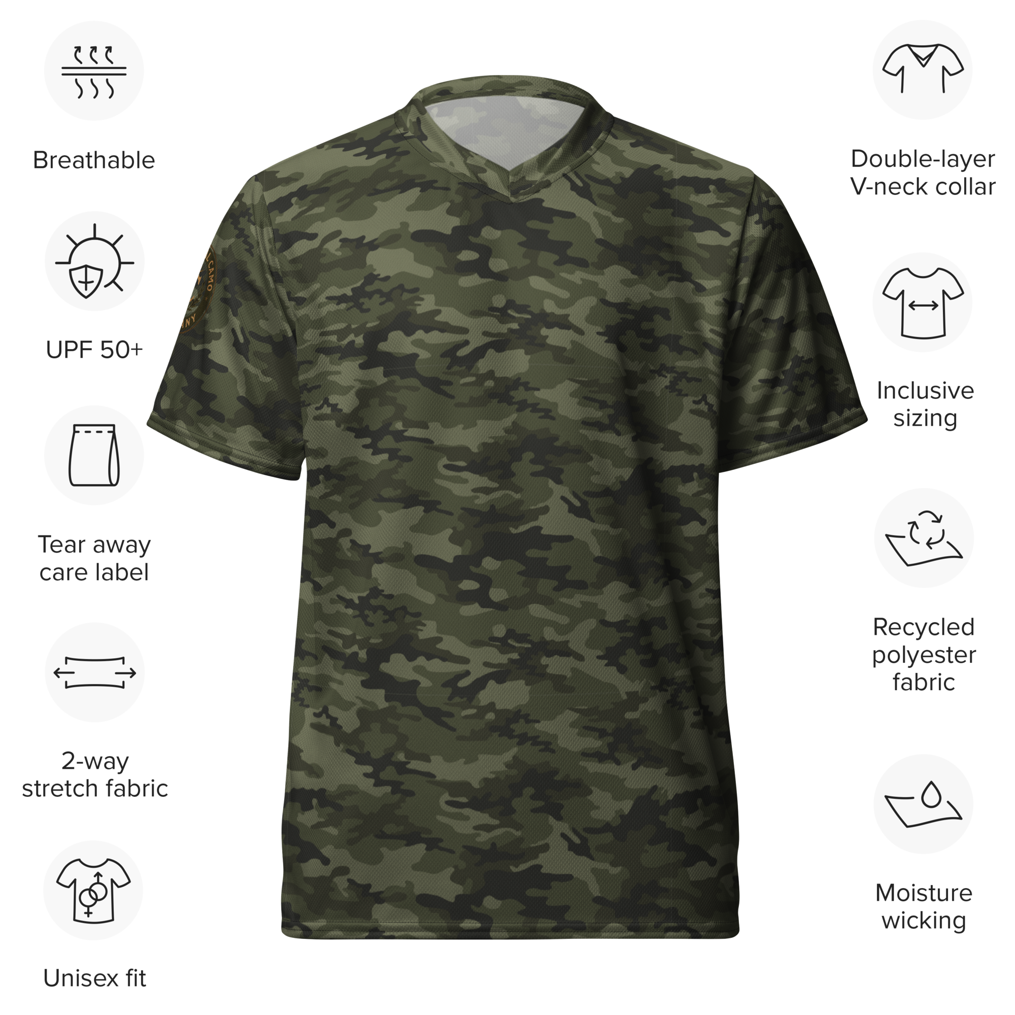 HedgeRow Camo Woodland Performance Sports Jersey