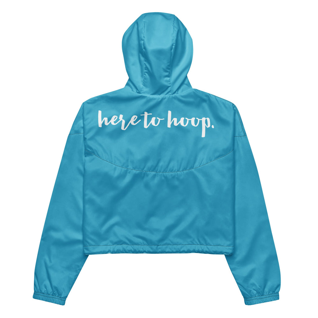 Women's Cropped Half-Zip Windbreaker in Bright Blue - Image 11