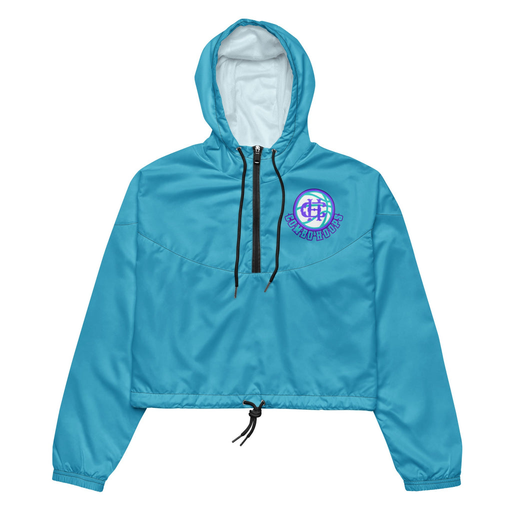 Women's Cropped Half-Zip Windbreaker in Bright Blue - Image 10