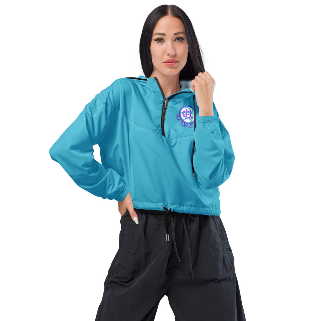 Women's Cropped Half-Zip Windbreaker in Bright Blue - Image 14