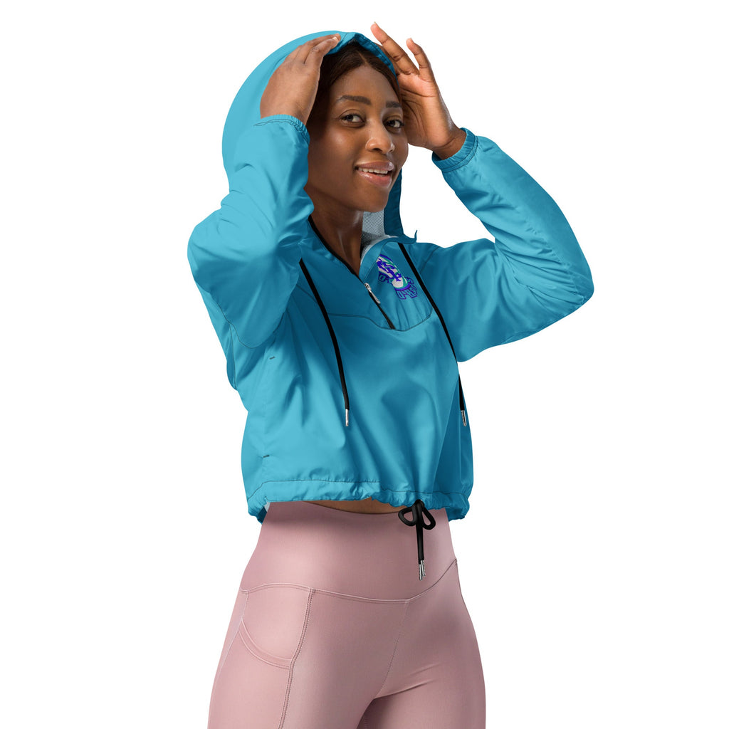 Women's Cropped Half-Zip Windbreaker in Bright Blue - Image 25