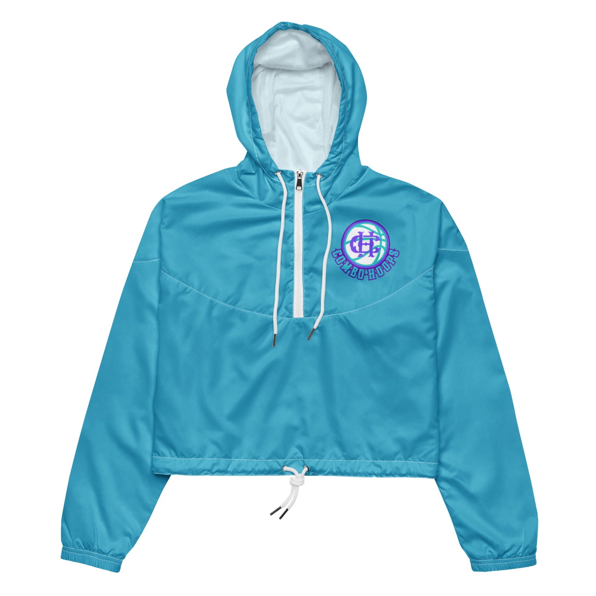 Women's Cropped Half-Zip Windbreaker in Bright Blue - Image 12