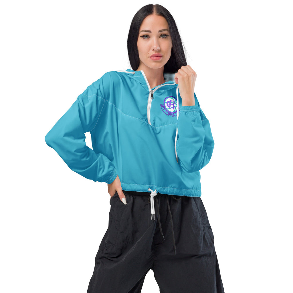 Women's Cropped Half-Zip Windbreaker in Bright Blue - Image 17