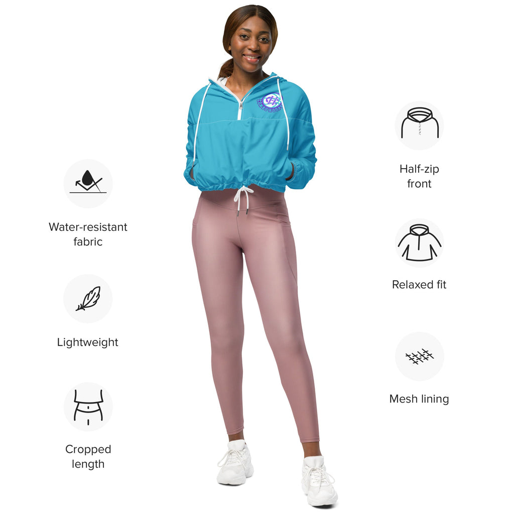 Women's Cropped Half-Zip Windbreaker in Bright Blue - Image 21