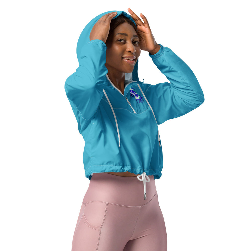 Women's Cropped Half-Zip Windbreaker in Bright Blue - Image 29