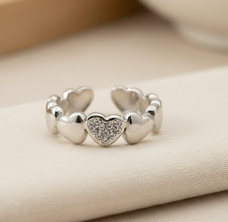 Amtikiss Casuals Girls’ Women’s All Heart Open Ring  – Minimalist Stainless Steel Heart Ring for Women | Hypoallergenic Love Symbol Jewelry