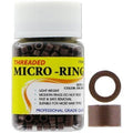 1000 pieces of 4.5mm dark brown threaded micro-ring beads for professional hair extensions.