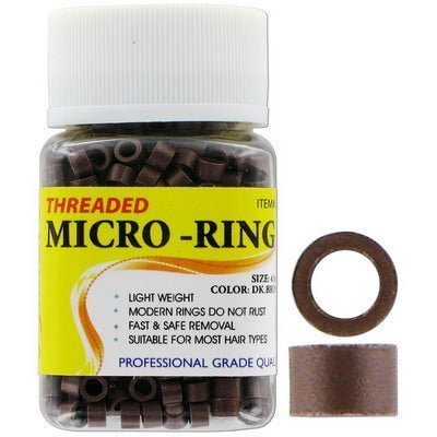 1000 pieces of 4.5mm dark brown threaded micro-ring beads for professional hair extensions.