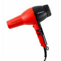 Professional Ionic Turbo 4300 hair dryer in a high-contrast red and black technical design for modern bathrooms.
