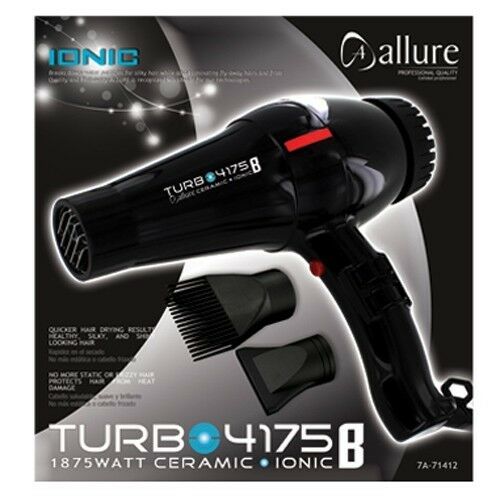 Allure Turbo 4175 1875W professional ceramic ionic hair dryer in black and red