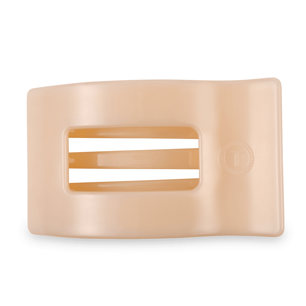 Large almond beige flat rectangle hair clip