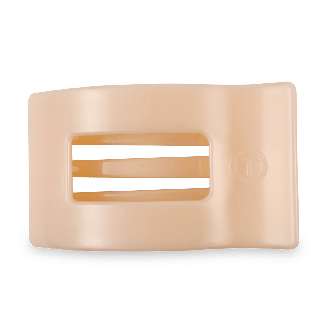 Large almond beige flat rectangle hair clip