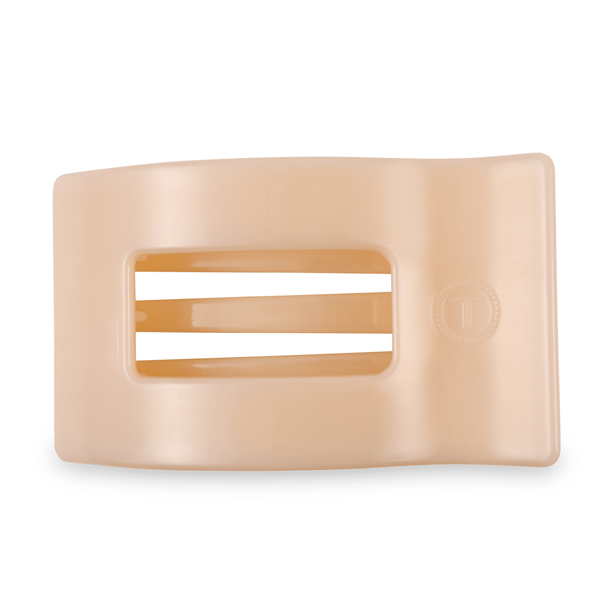 Large almond beige flat rectangle hair clip