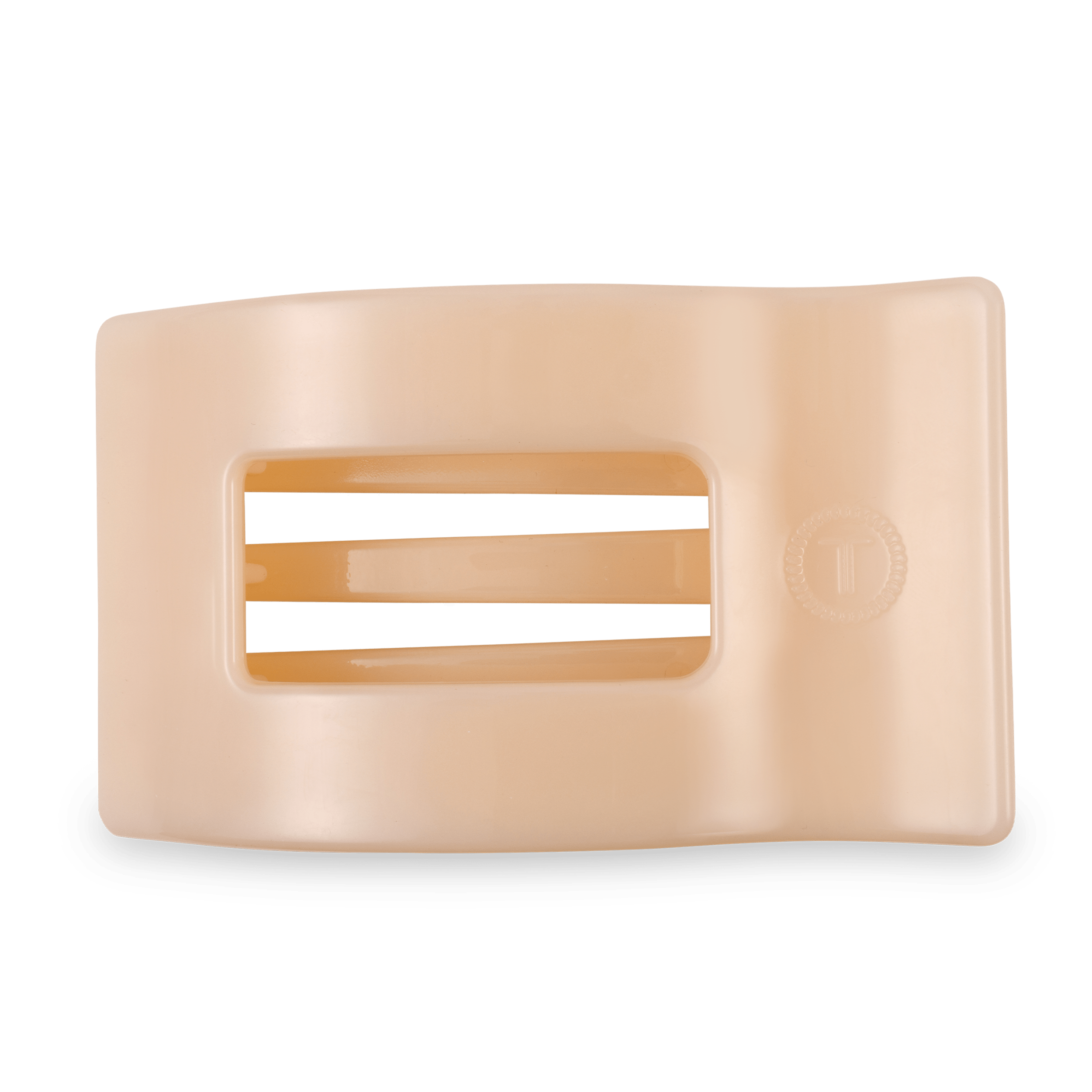 Large almond beige flat rectangle hair clip