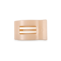 Small flat rectangular hair clip in a neutral Almond Beige color.
