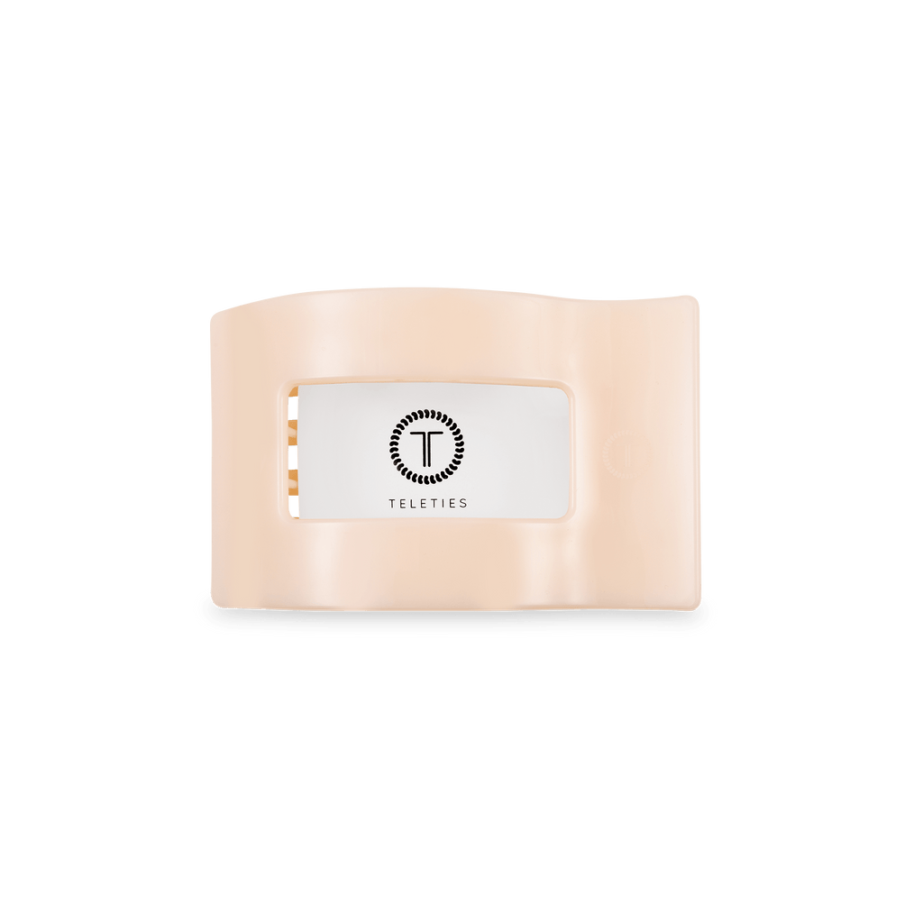 Small Flat Rectangle Hair Clip in Almond Beige