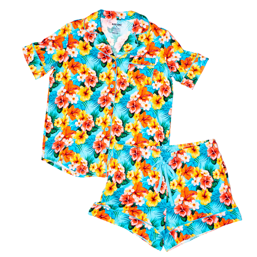 Women's Luxe Tropical Print Short Pajama Set - Image 3