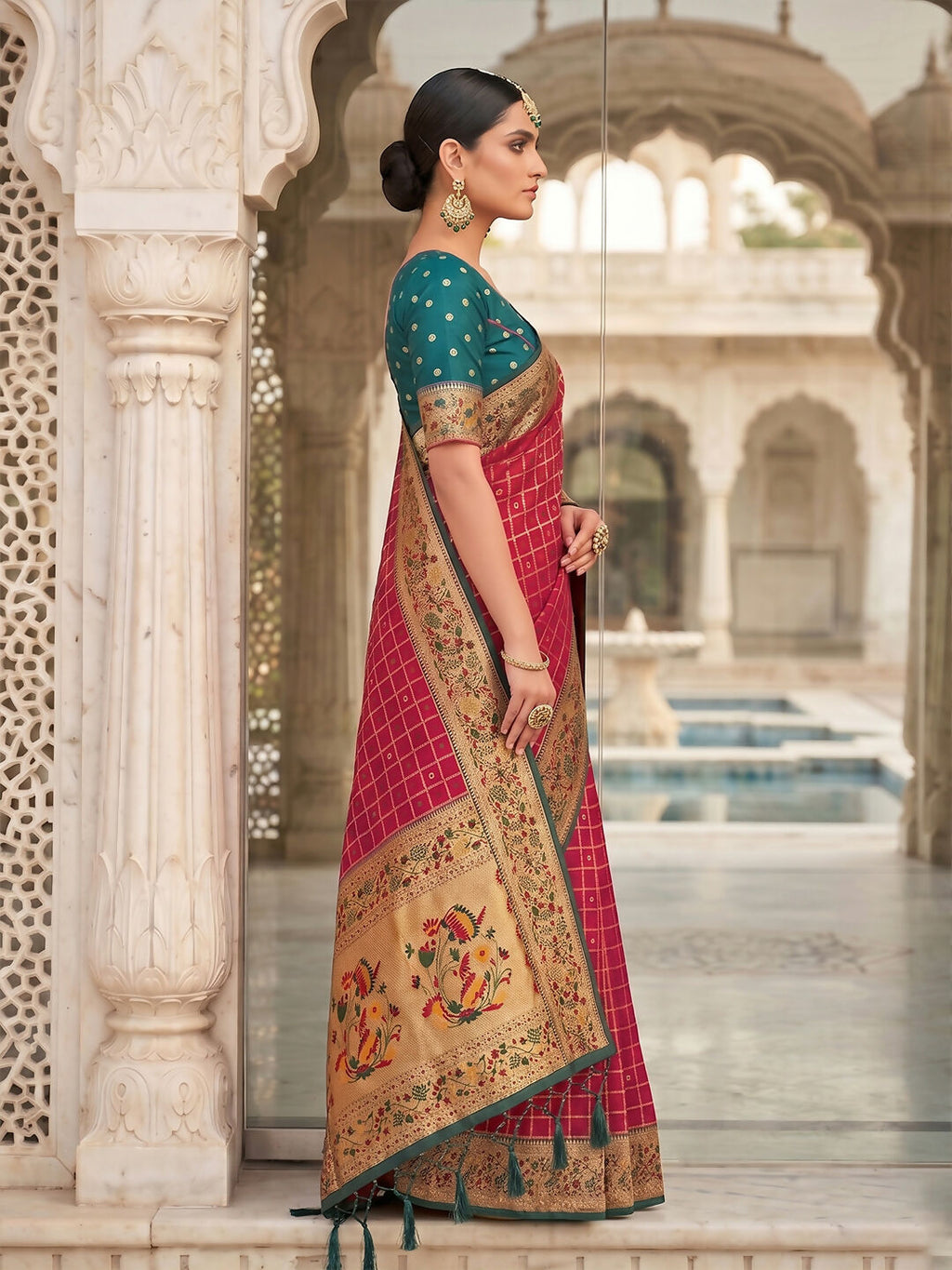 Rani Pink Banarasi Silk Blend Saree for Royal Elegance