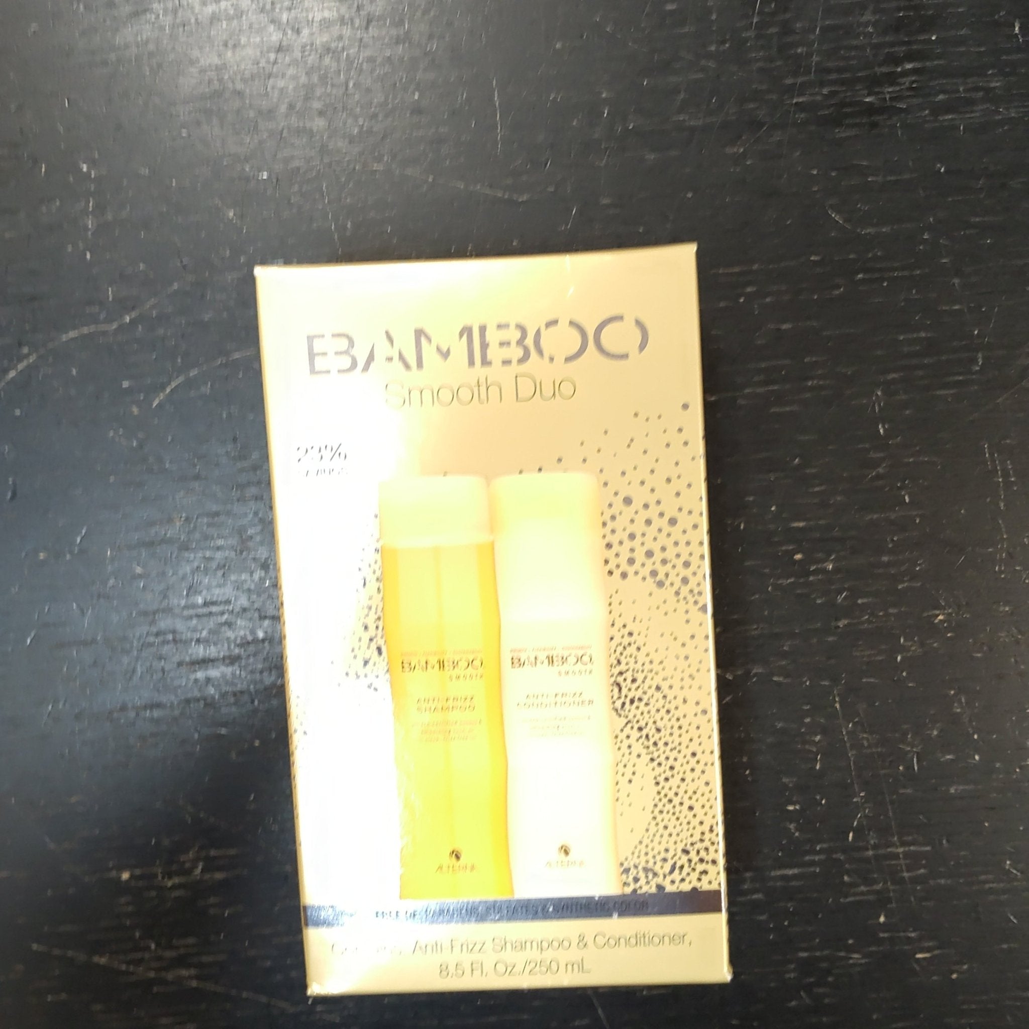 Alterna Bamboo Smooth shampoo and conditioner set for frizz control and strengthening.
